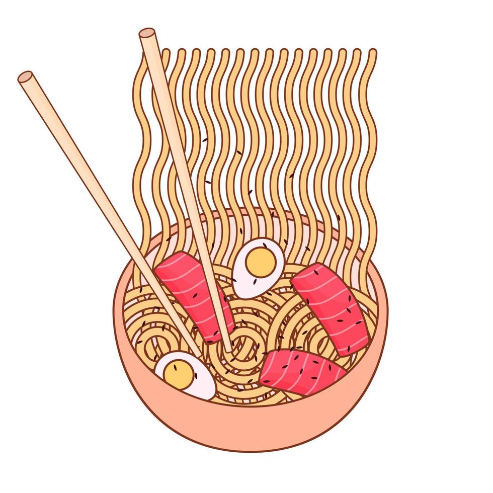 ciotola con ramen spaghetto vettore