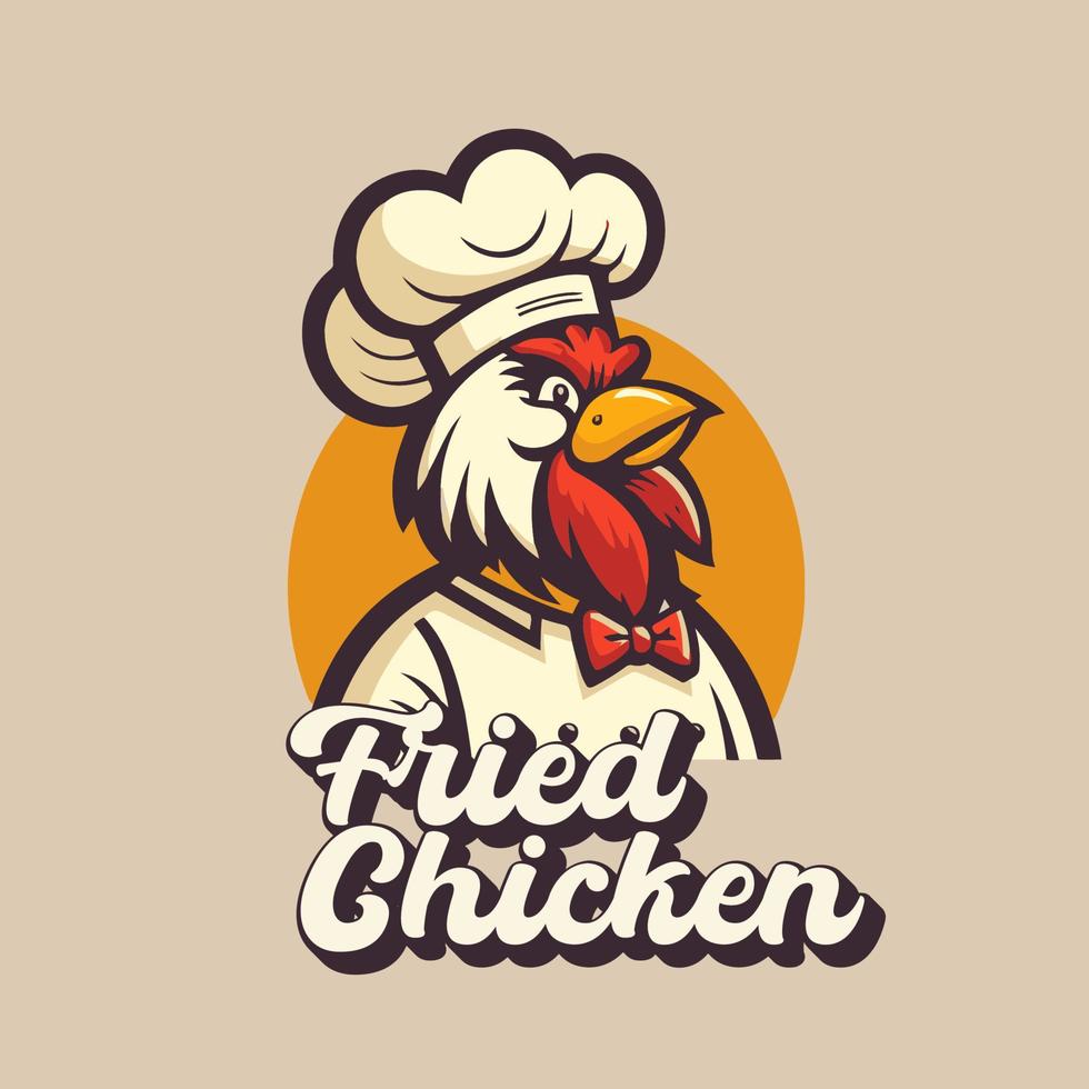 fritte pollo capocuoco portafortuna logo per cibo ristorante concetto vettore