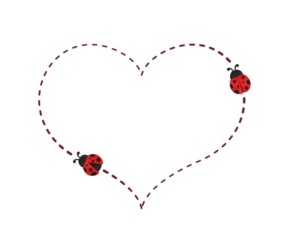 cuore forma volante coccinella pista telaio clipart vettore illustrazione