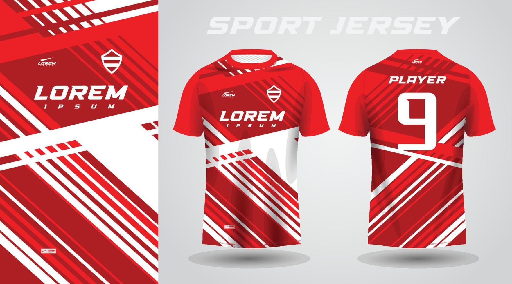 t-shirt rossa con design in jersey sportivo vettore