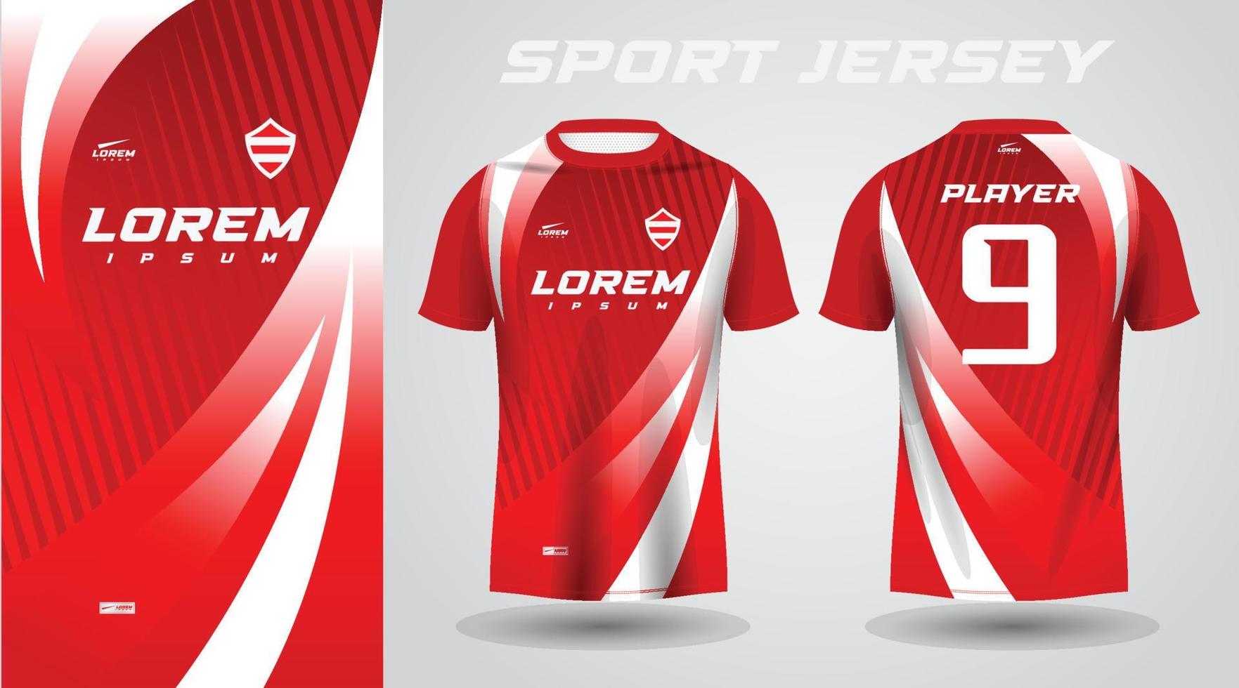 t-shirt rossa con design in jersey sportivo vettore