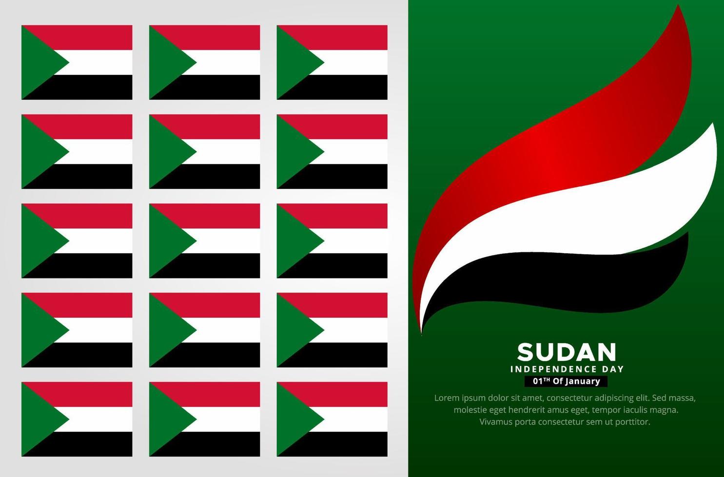 sorprendente Sudan indipendenza giorno design sfondo con ondulato bandiera vettore. vettore