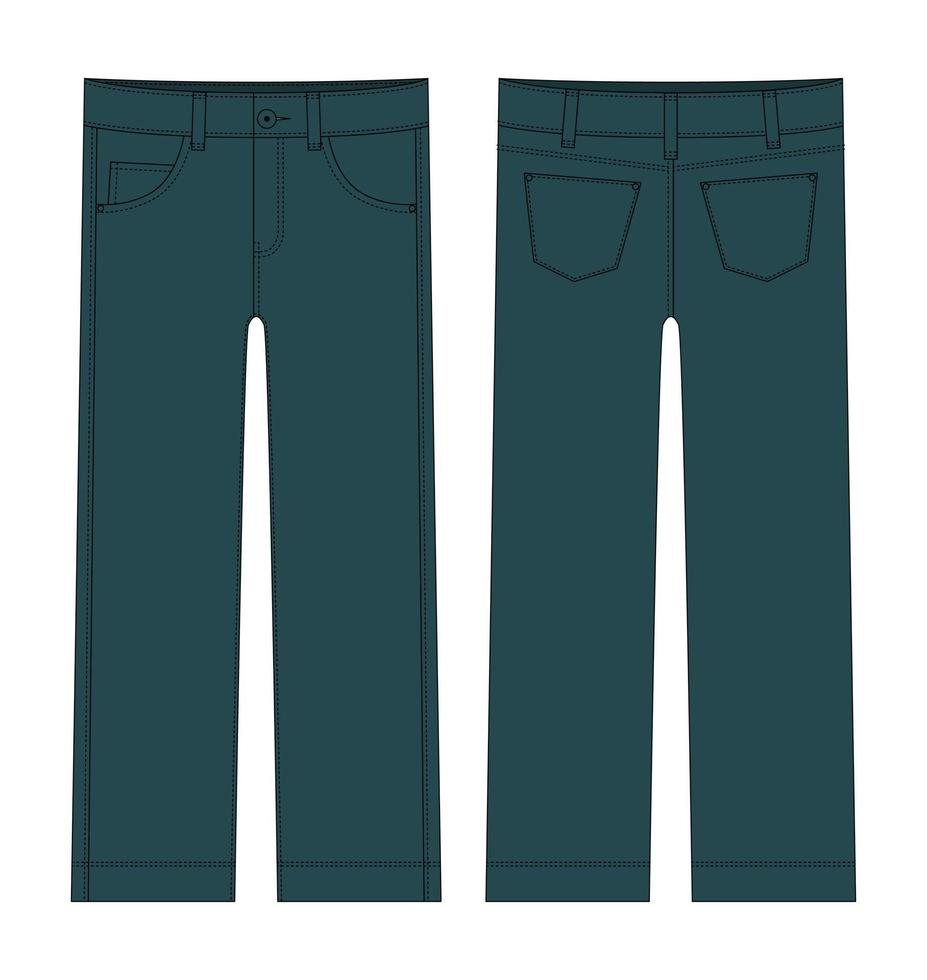 figli di classico jeans tecnico schizzo. buio verde colore. denim casuale Abiti. vettore