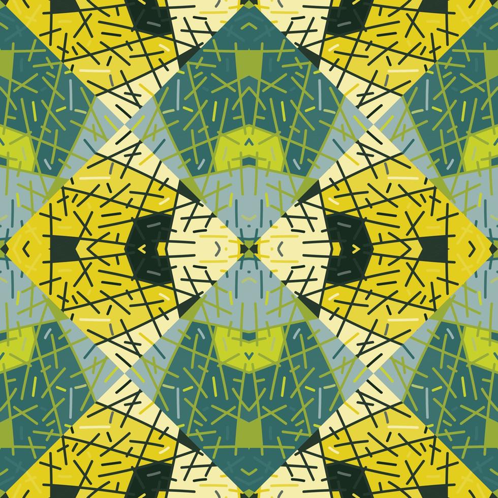 astratto geometrico etnico piastrella. mano disegnato tribale Linee mosaico Vintage ▾ ornamento. vettore