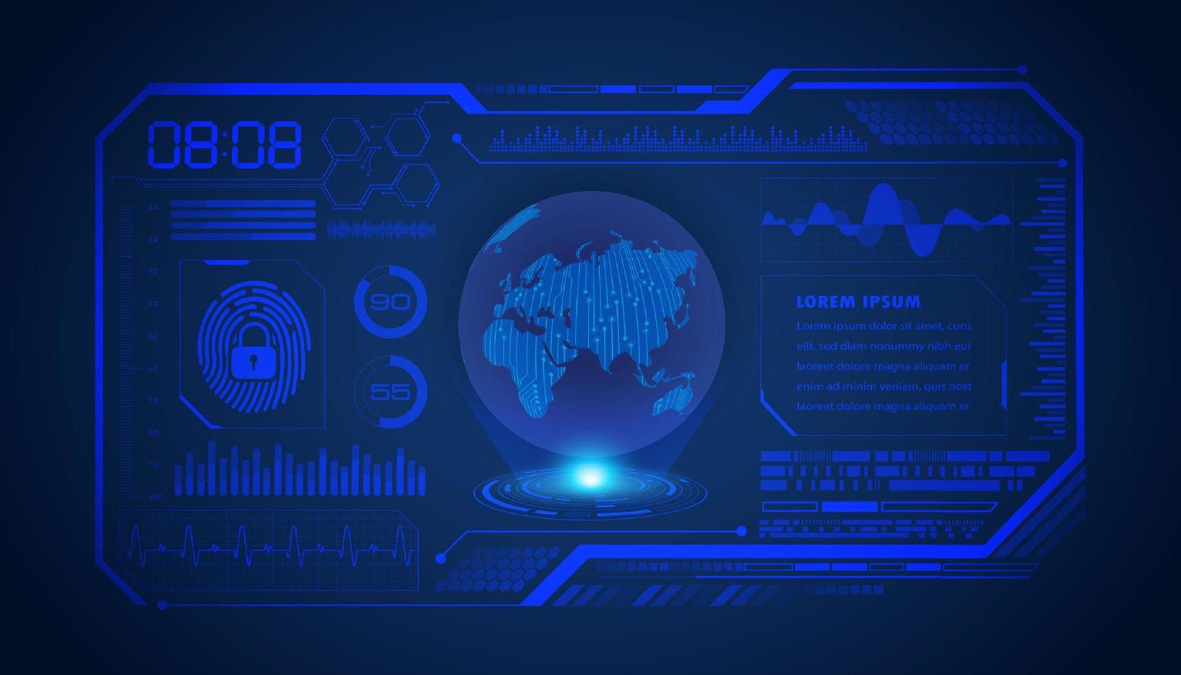 moderno hud tecnologia schermo sfondo con globo vettore