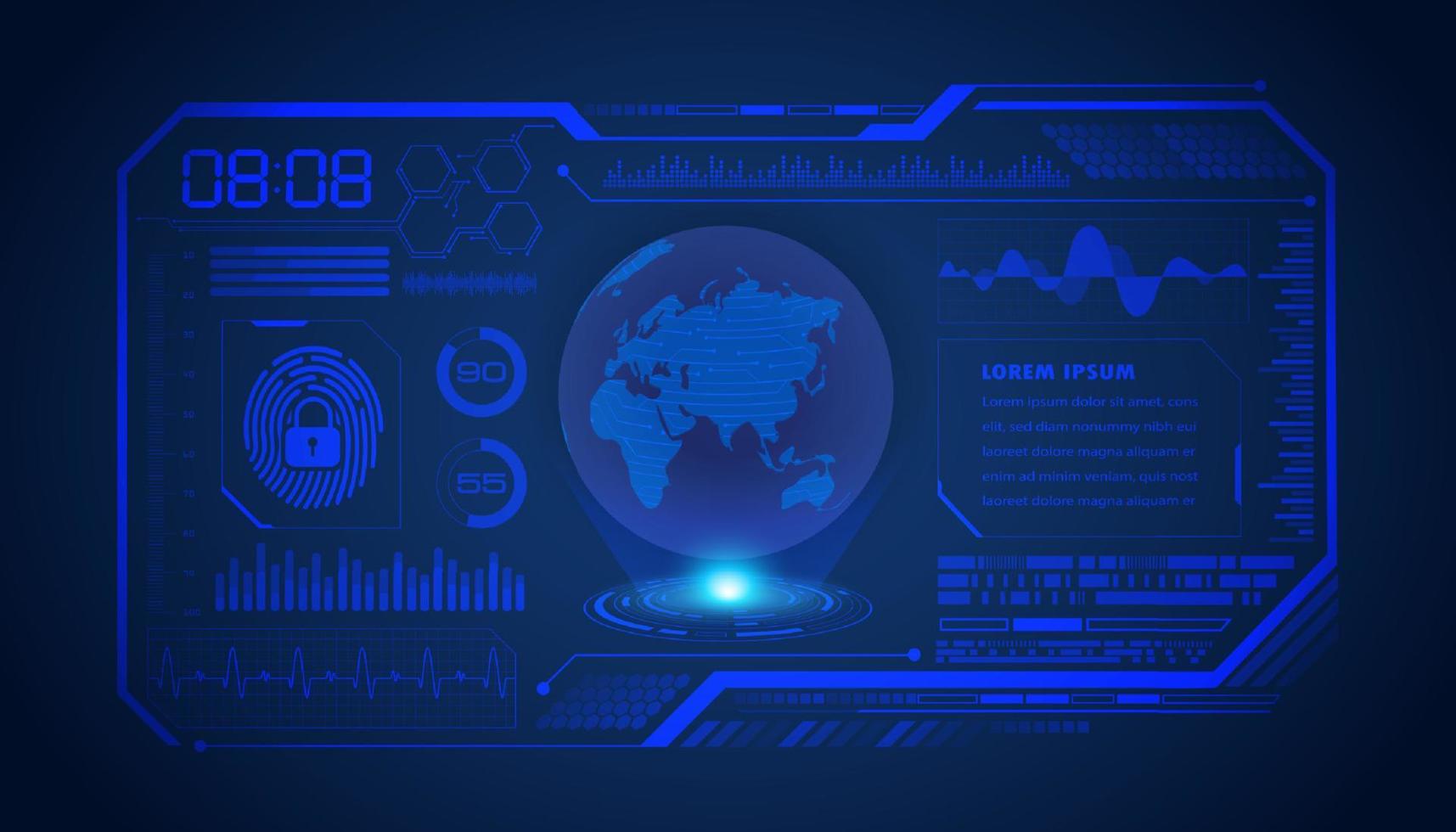 moderno hud tecnologia schermo sfondo con globo vettore