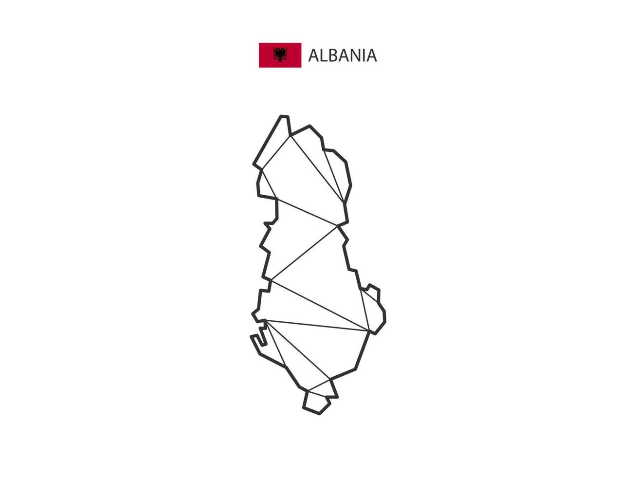 mosaico triangoli carta geografica stile di Albania isolato su un' bianca sfondo. astratto design per vettore. vettore