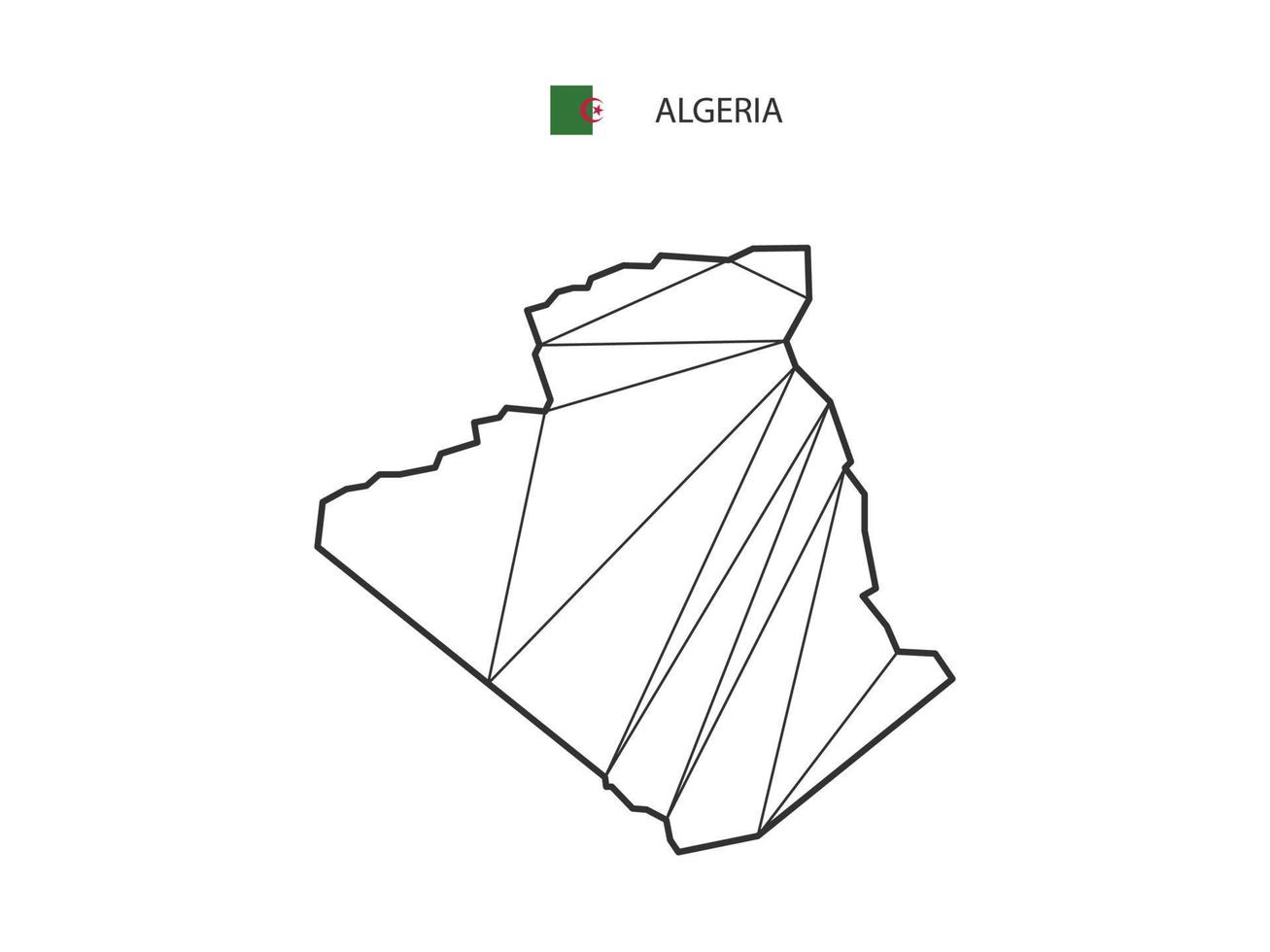 mosaico triangoli carta geografica stile di algeria isolato su un' bianca sfondo. astratto design per vettore. vettore