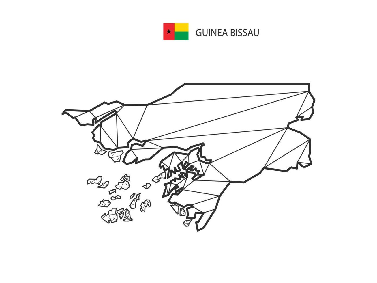 mosaico triangoli carta geografica stile di Guinea bissau isolato su un' bianca sfondo. astratto design per vettore. vettore