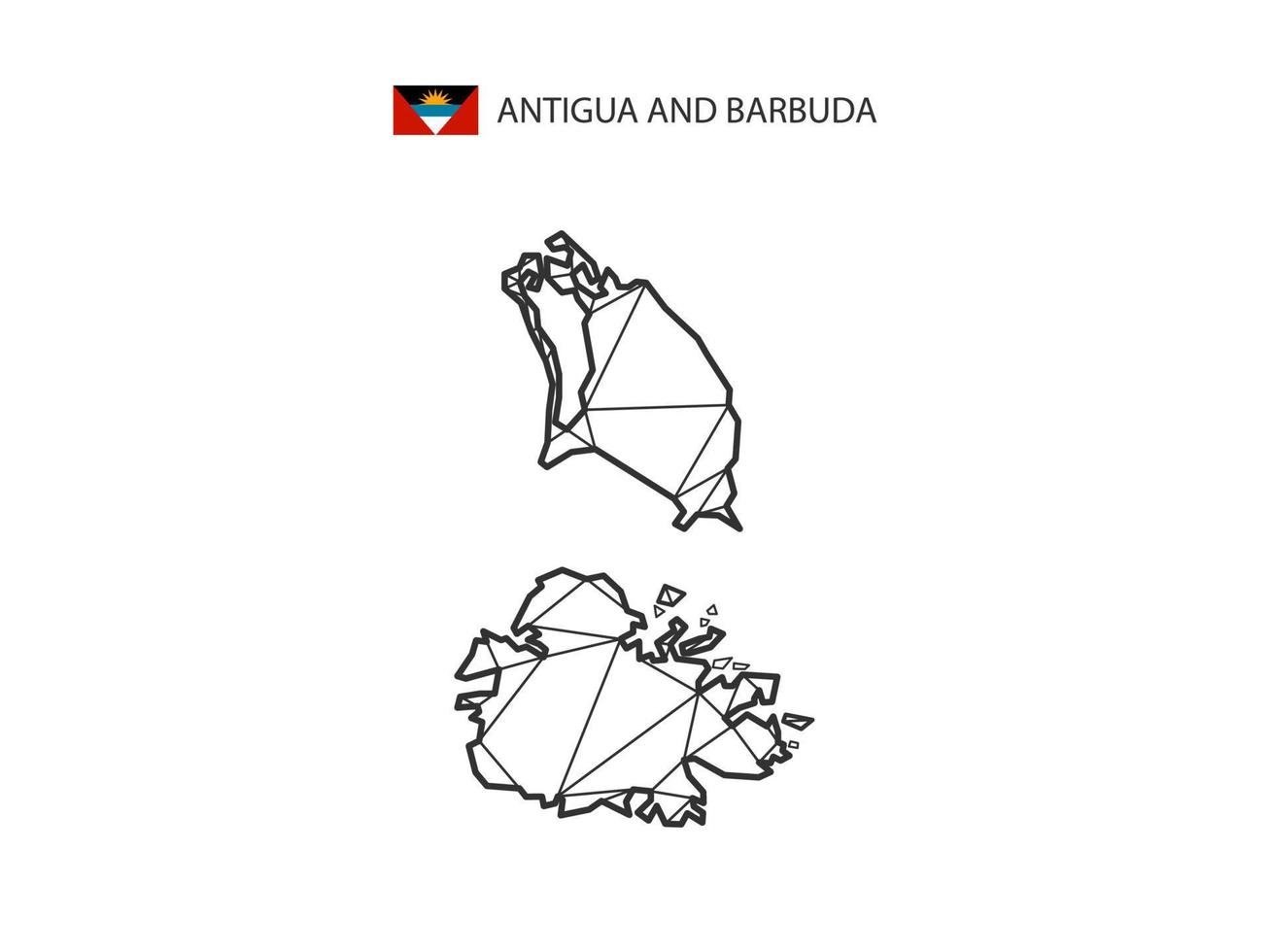 mosaico triangoli carta geografica stile di antigua e barbuda isolato su un' bianca sfondo. astratto design per vettore. vettore