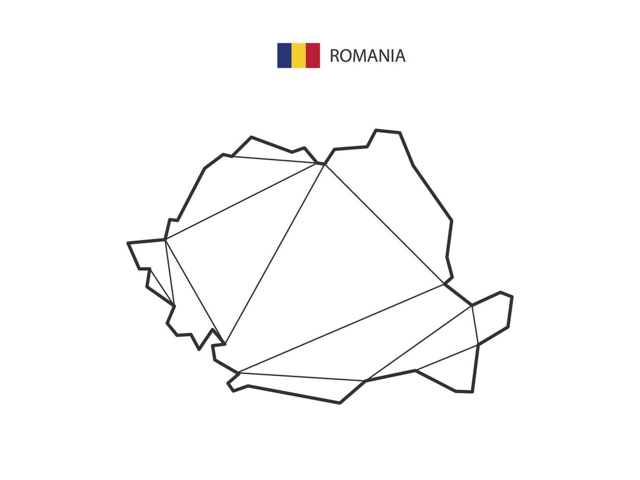 mosaico triangoli carta geografica stile di Romania isolato su un' bianca sfondo. astratto design per vettore. vettore