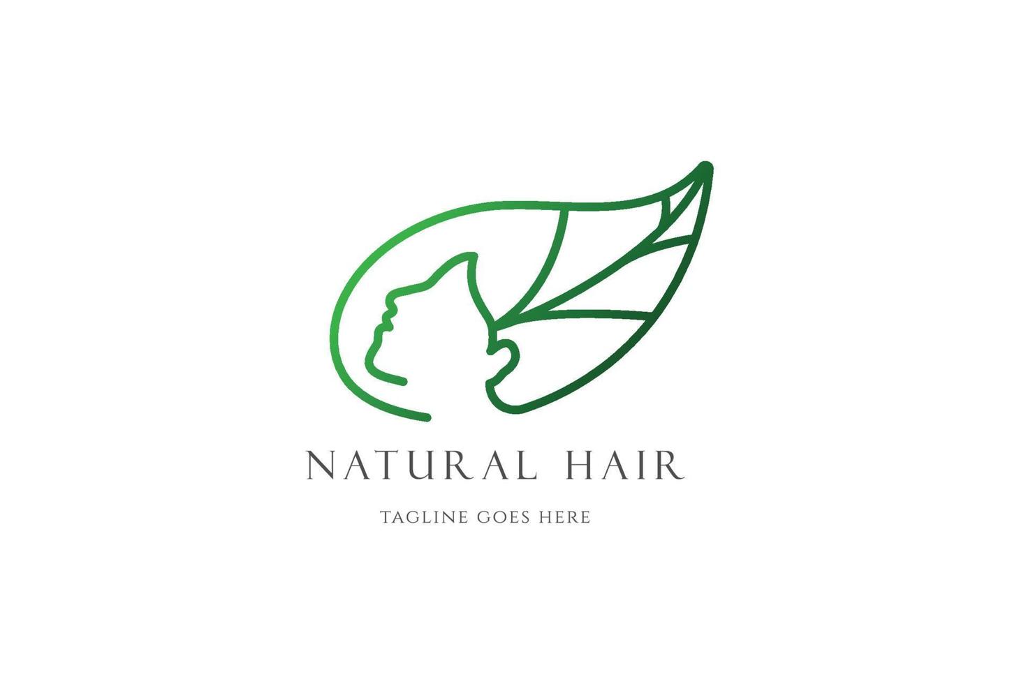 bellezza bella donna foglia capelli naturale erba cosmetici logo design vettore