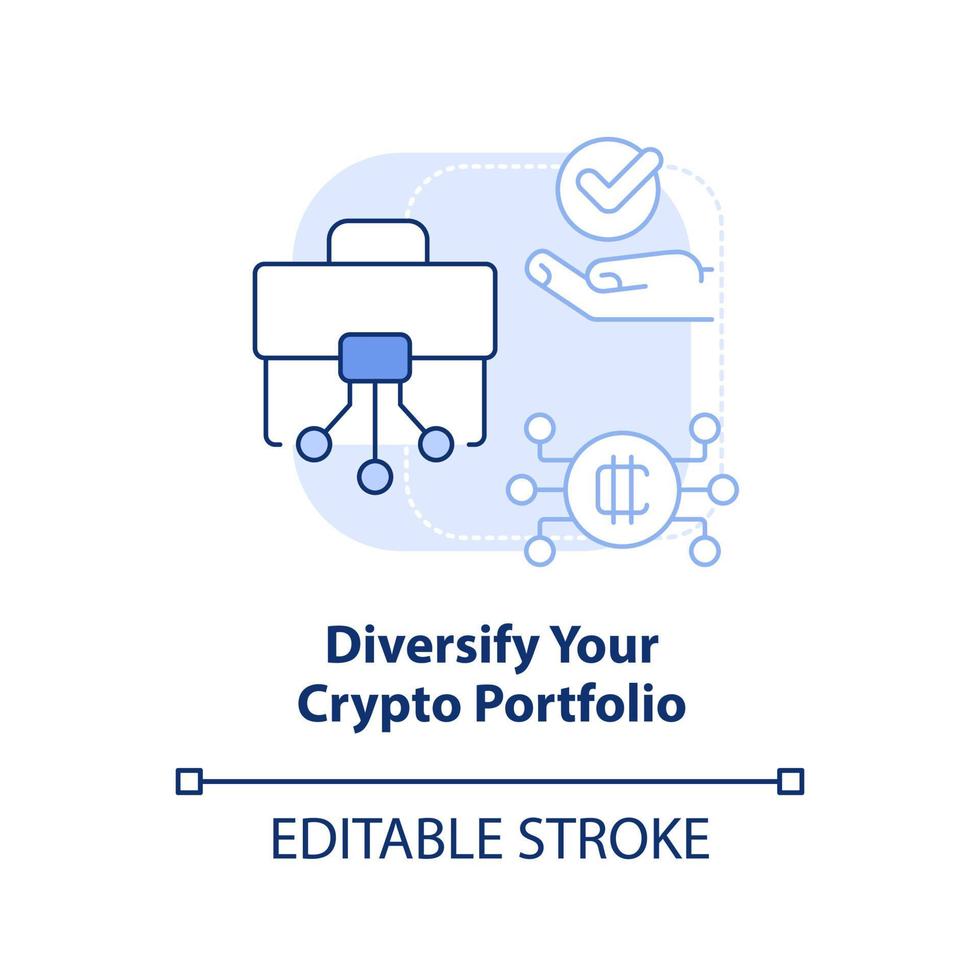 diversificare il tuo crypto portafoglio leggero blu concetto icona vettore
