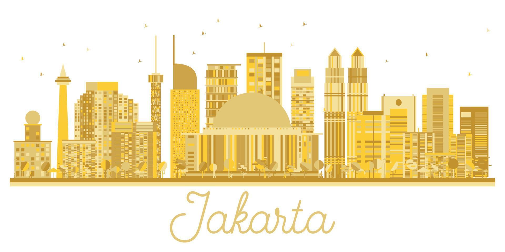 jakarta Indonesia città orizzonte d'oro silhouette. vettore