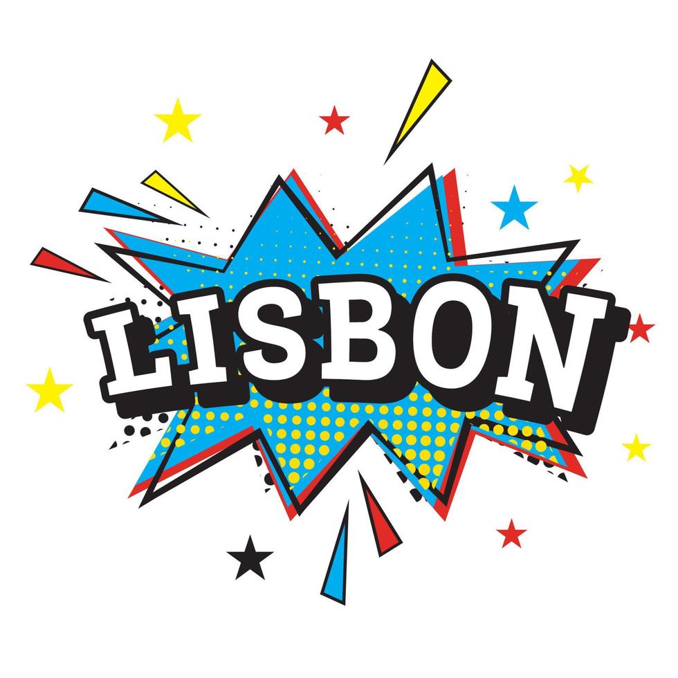 Lisbona. comico testo nel pop arte stile. vettore
