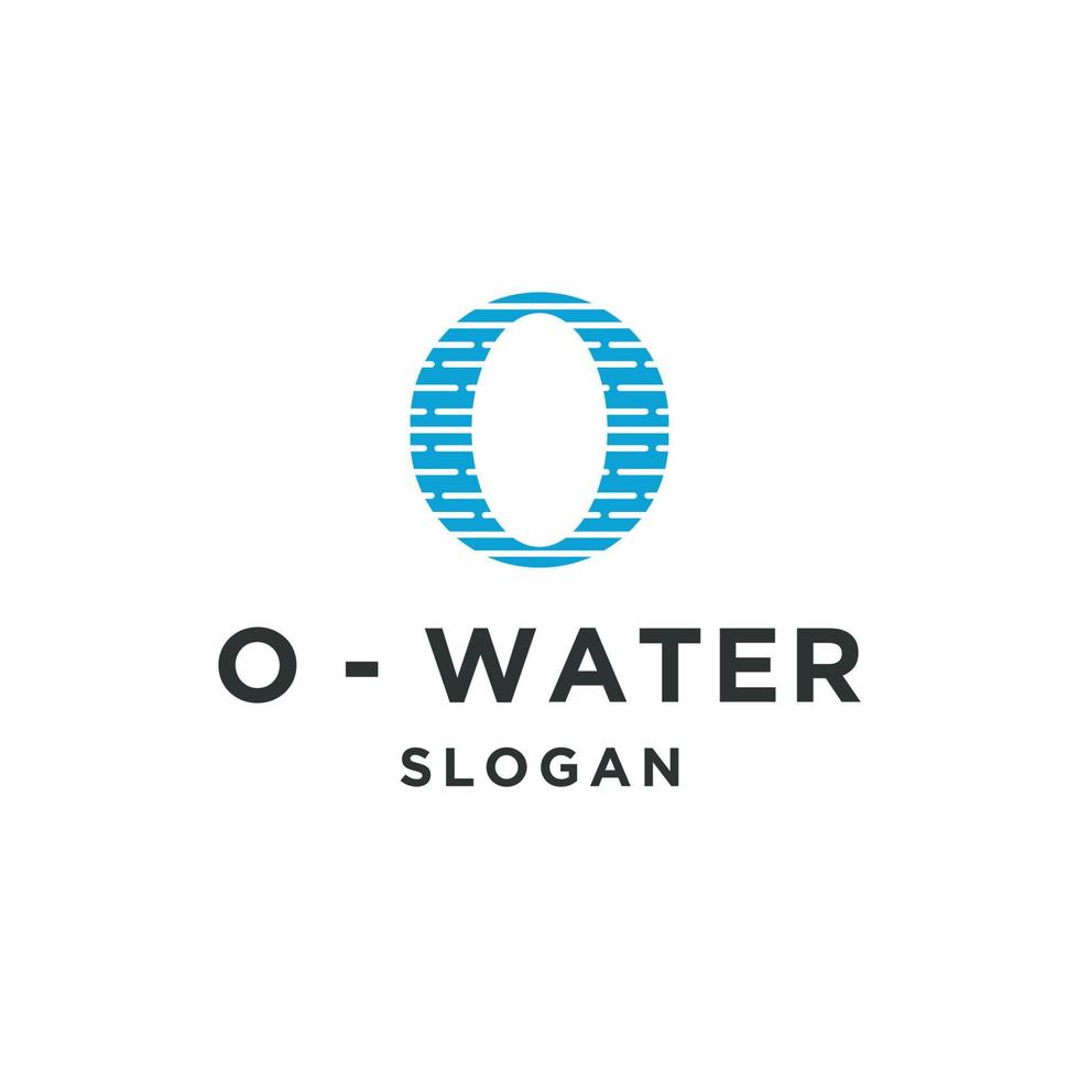 lettera o oceano onda blu colore logo design vettore modello