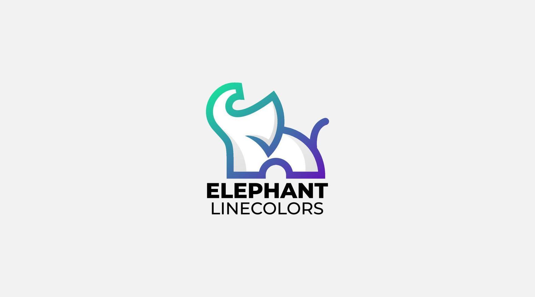 elefante linea arte logo colore design vettore illustrazione simbolo