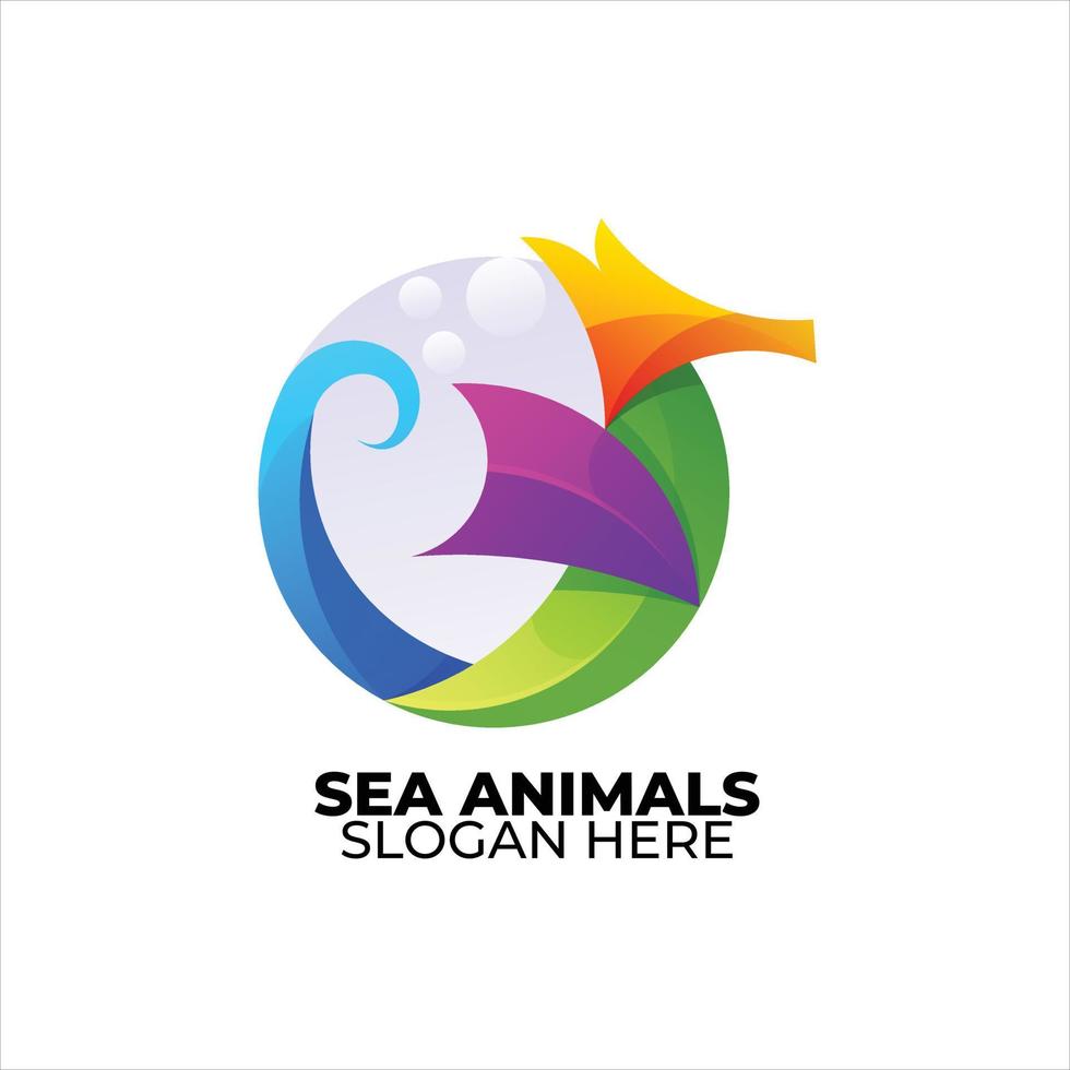 mare animale logo colorato pendenza stile vettore