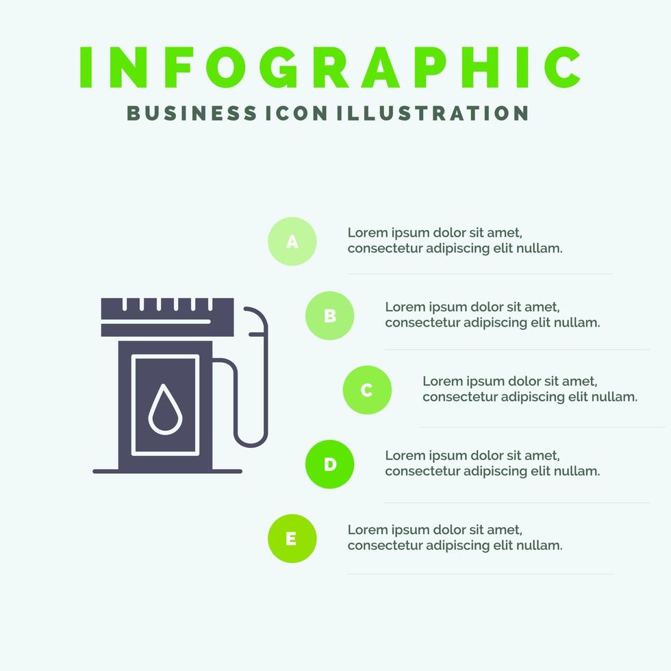 benzina industria olio far cadere solido icona infografica 5 passaggi presentazione sfondo vettore