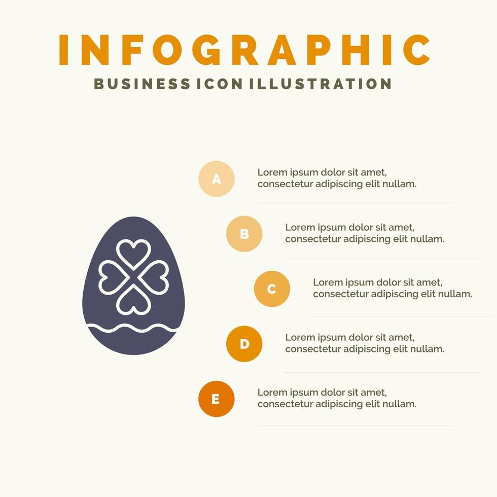 uovo amore cuore Pasqua solido icona infografica 5 passaggi presentazione sfondo vettore