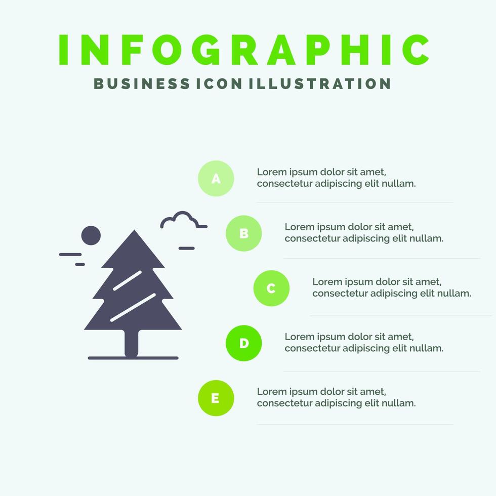 foresta albero weald Canada solido icona infografica 5 passaggi presentazione sfondo vettore