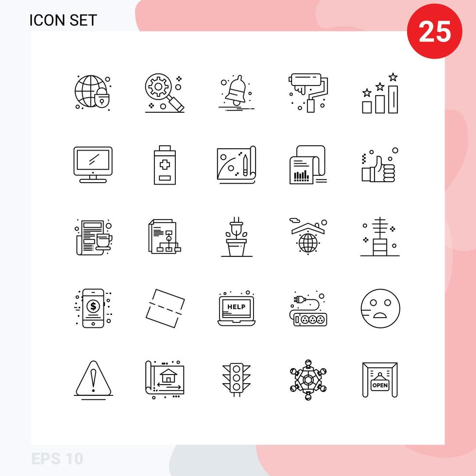 impostato di 25 moderno ui icone simboli segni per prestazione realizzazioni notifica rullo arti modificabile vettore design elementi