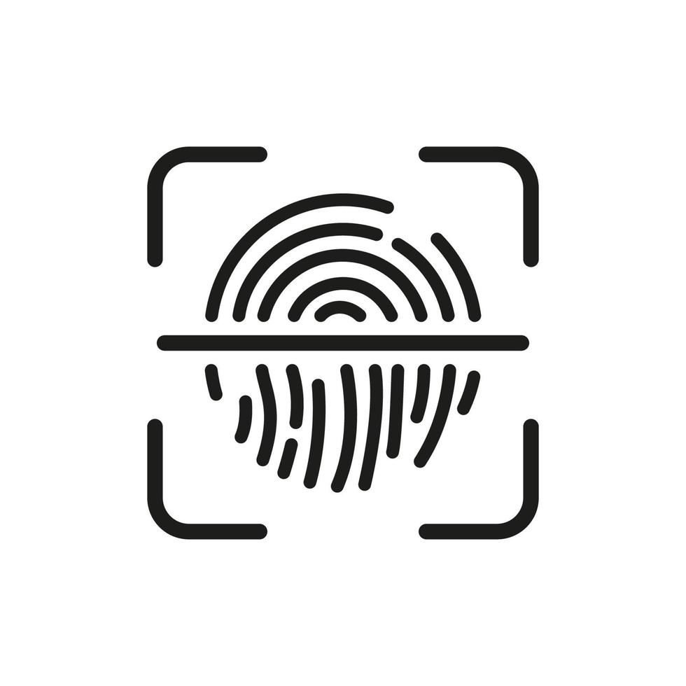 biometrico identità simbolo. impronta digitale identificazione cartello. toccare id linea icona. dito Stampa scanner schema icona. isolato vettore illustrazione.