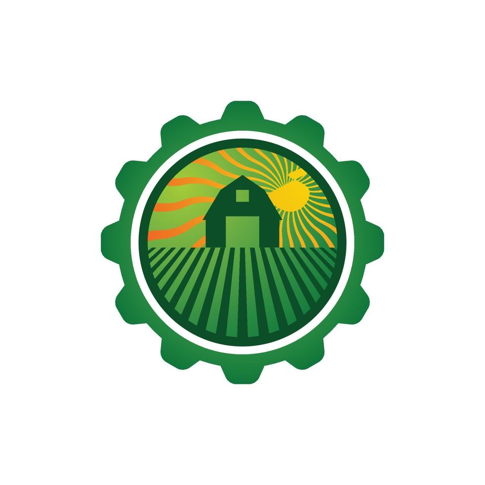 azienda agricola e piantagione logo con luce del sole energia vettore