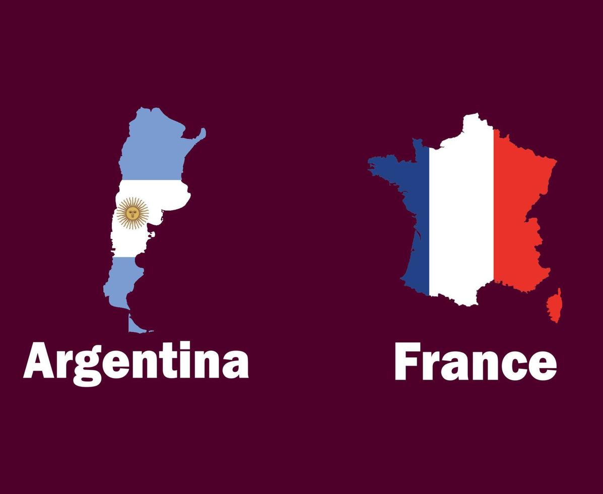 argentina e Francia carta geografica bandiera con nomi calcio simbolo design latino America e Europa vettore paesi illustrazione