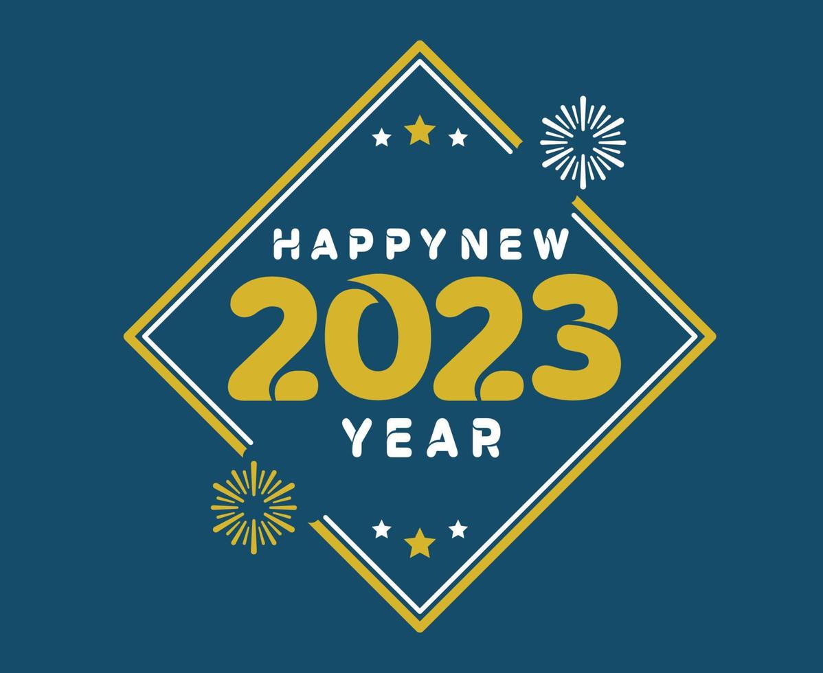 2023 contento nuovo anno vacanza illustrazione vettore astratto bianca e giallo con blu sfondo