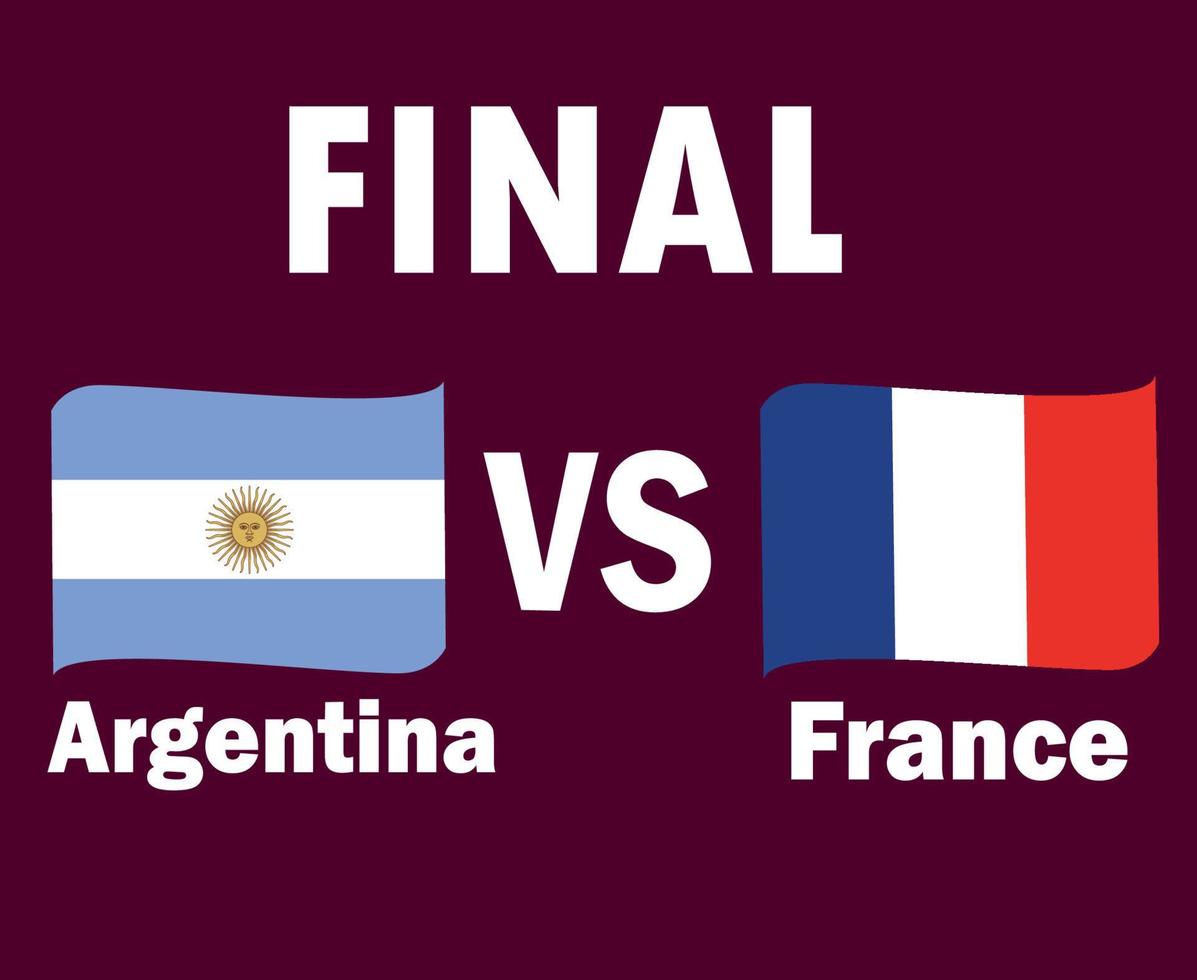 argentina e Francia bandiera nastro con nomi simbolo finale calcio design latino America e Europa vettore latino americano e europeo paesi calcio squadre illustrazione