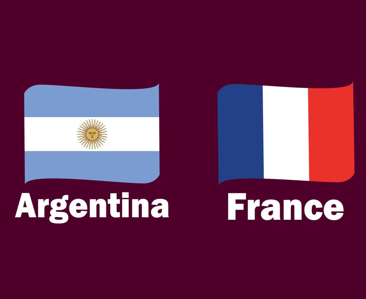 argentina e Francia bandiera nastro con nomi simbolo calcio design latino America e Europa vettore paesi illustrazione