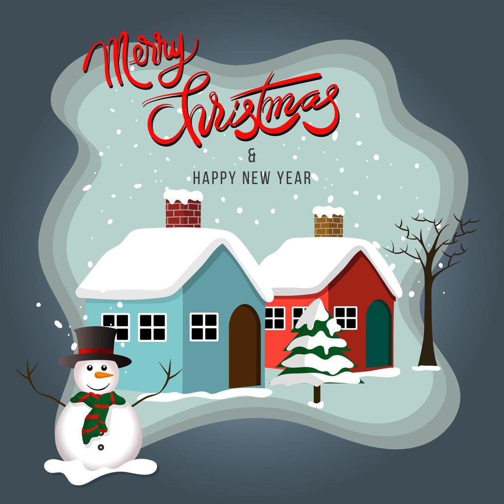 vettore illustrazione di inverno Natale sfondo con pupazzo di neve