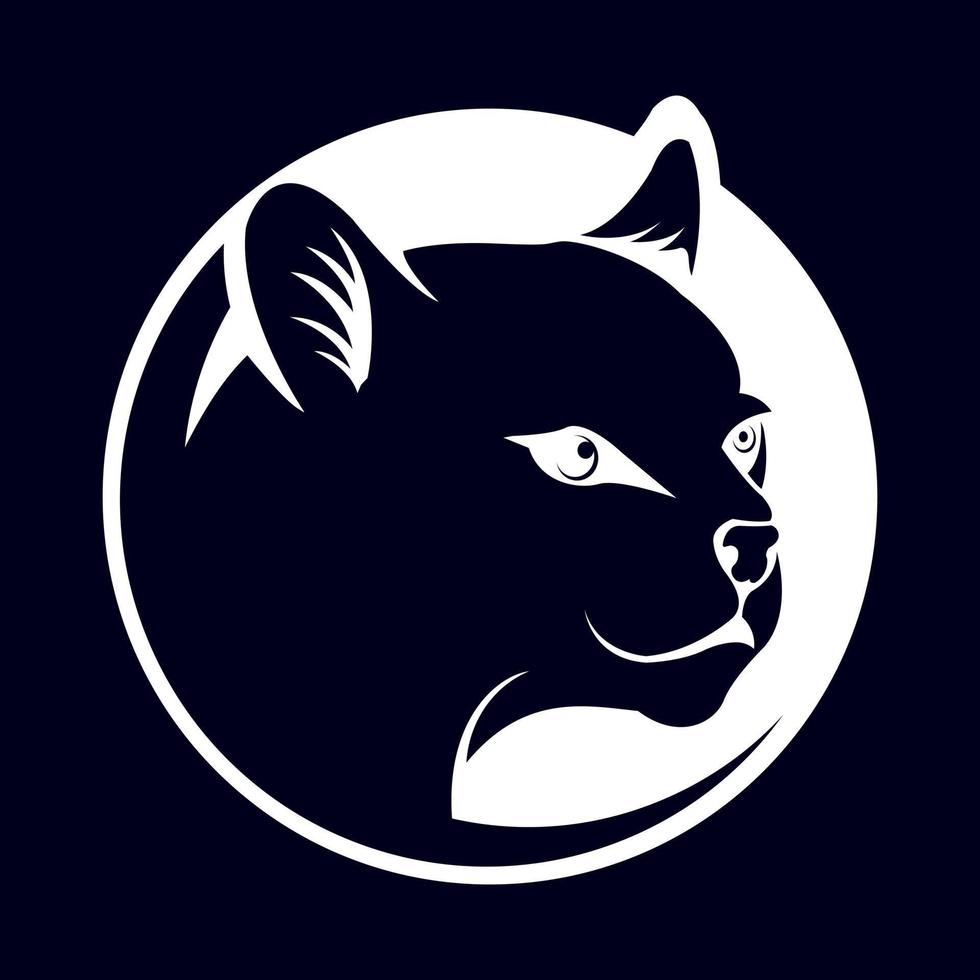 silhouette gatto testa con penetrante sguardo nel cerchio vettore