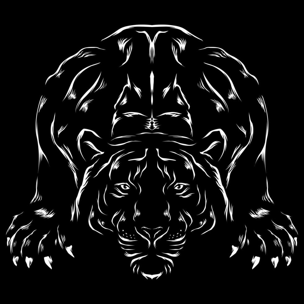 silhouette di tigre lo stalking vettore logo design illustrazione