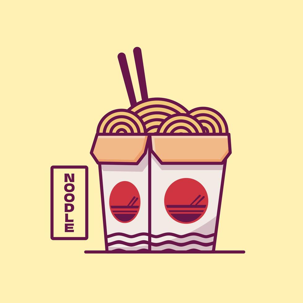 giapponese ramen spaghetto tazza scatola cartone animato vettore