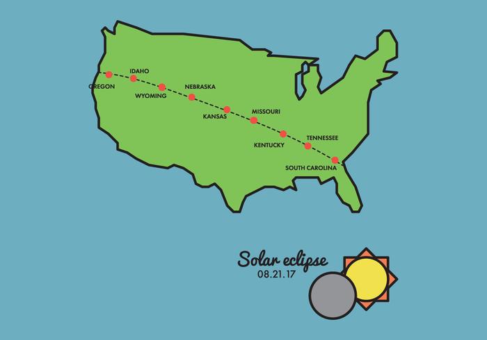 Mappa del percorso di Eclipse solare vettore