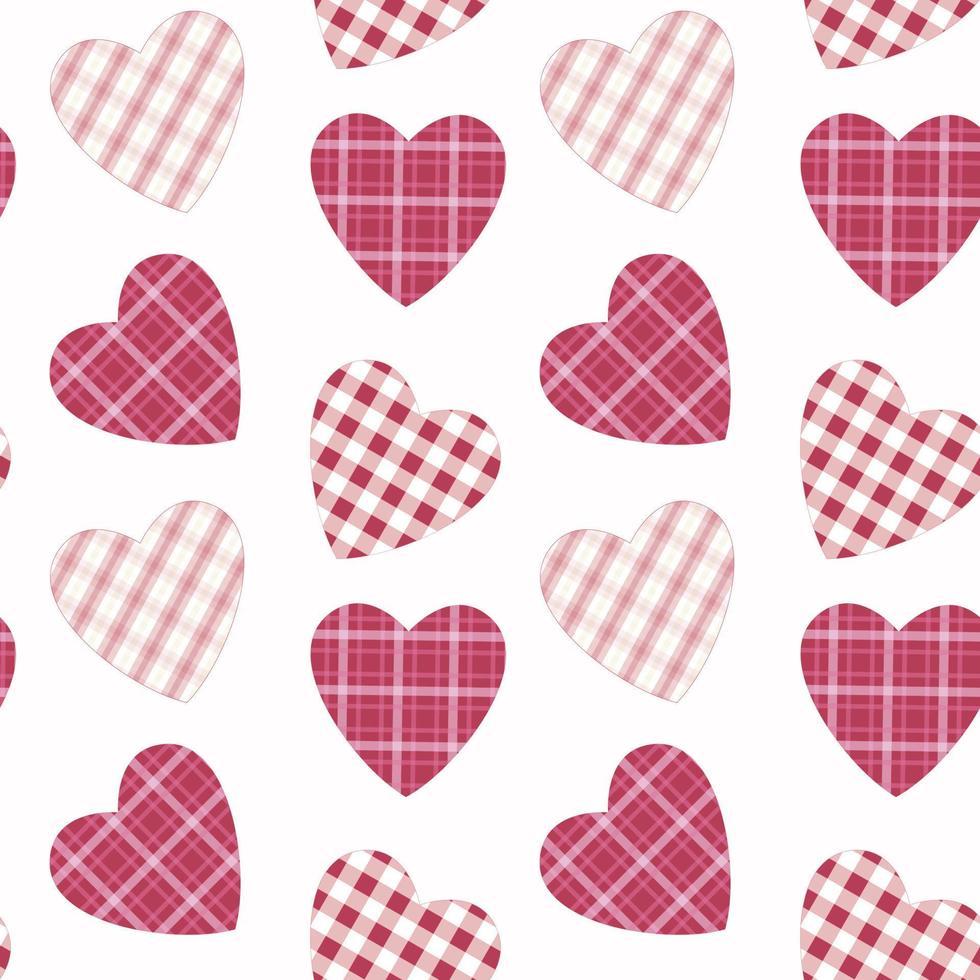 senza soluzione di continuità modello nel plaid textures nel rosa occhiali da sole e isolato sfondo. design per San Valentino giorno, matrimoni, madre giorno celebrazione, saluto carte, inviti, tessile, casa arredamento, scrapbooking. vettore