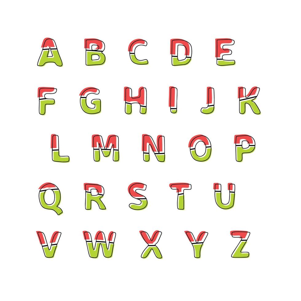 alfabeto capitale lettere nel Natale colore. lettere nel rosso e verde colori. vettore illustrazione.