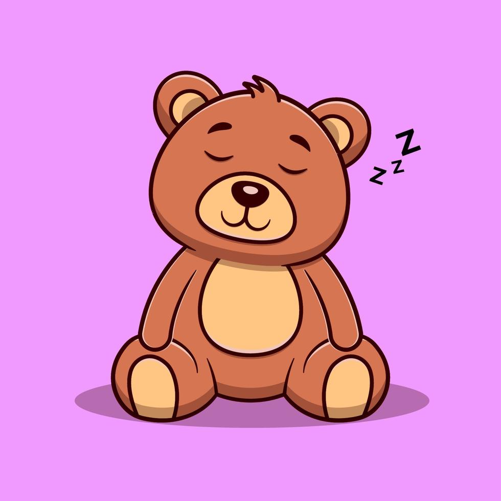 carino orso addormentato cartone animato vettore icona illustrazione. animale icona concetto isolato vettore. piatto cartone animato stile