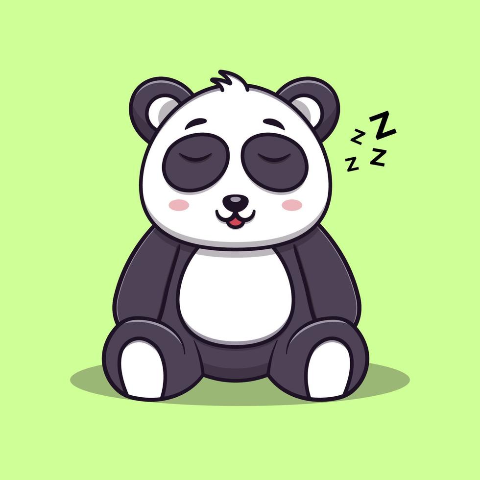 carino panda addormentato cartone animato vettore icona illustrazione. animale icona concetto isolato vettore. piatto cartone animato stile