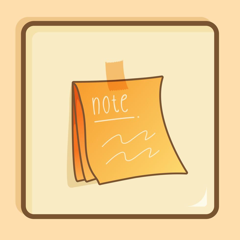 carino adorabile cartone animato giallo appiccicoso Nota carta tavola illustrazione per etichetta icona portafortuna e logo vettore