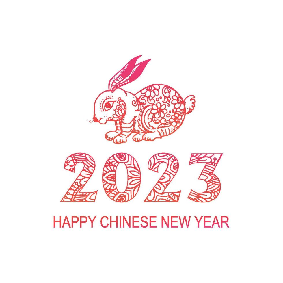 Cinese nuovo anno 2023 simbolo decorato con un' coniglio sfondo vettore