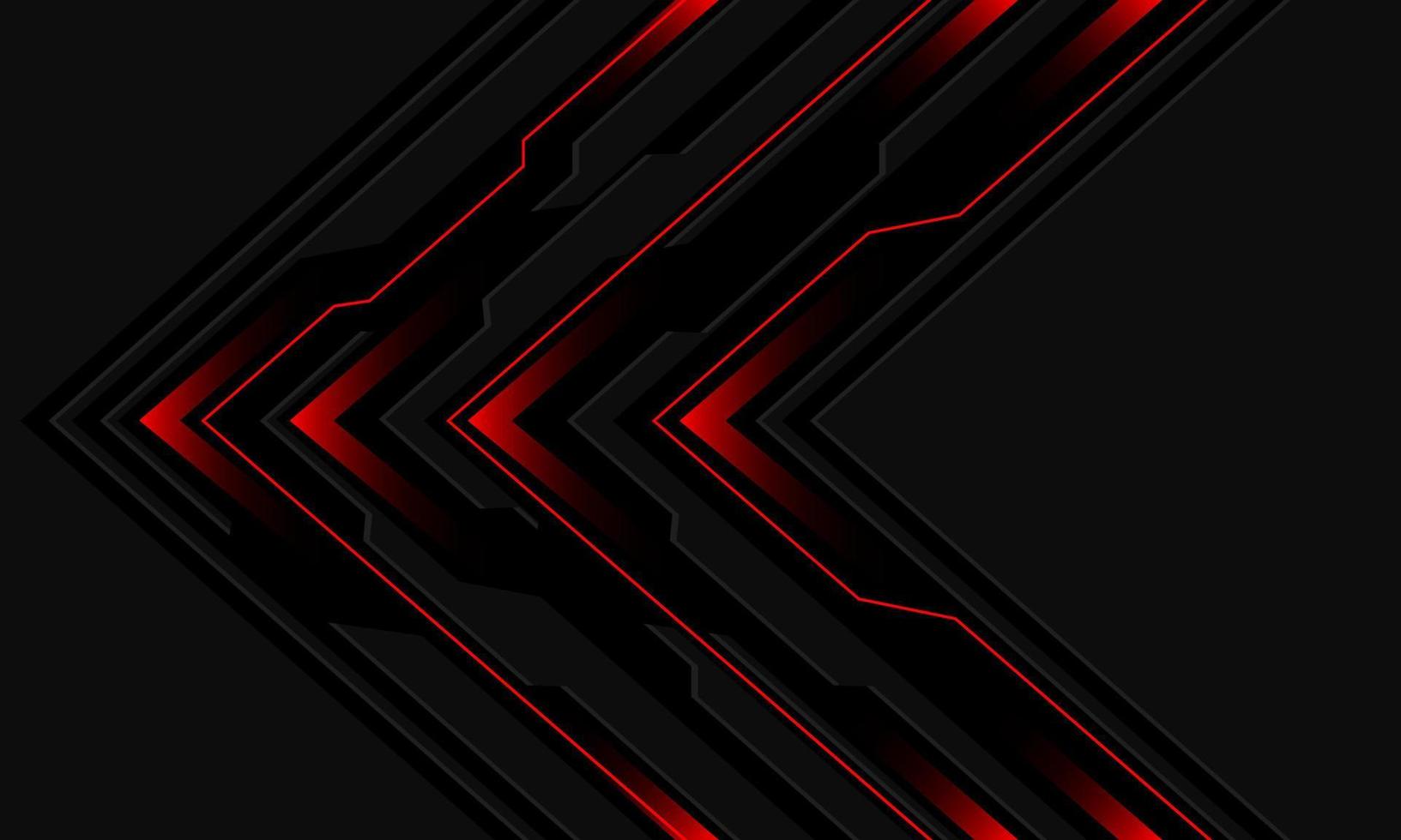 astratto nero circuito rosso leggero informatica freccia direzione su grigio design moderno futuristico tecnologia sfondo vettore