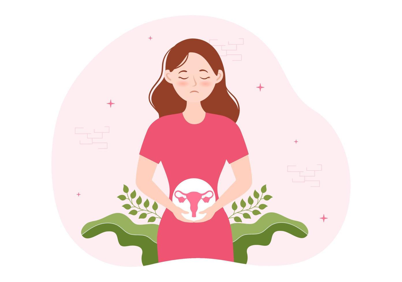 endometriosi con condizione il endometrio cresce al di fuori il uterino parete nel donne per trattamento nel piatto cartone animato mano disegnato modelli illustrazione vettore