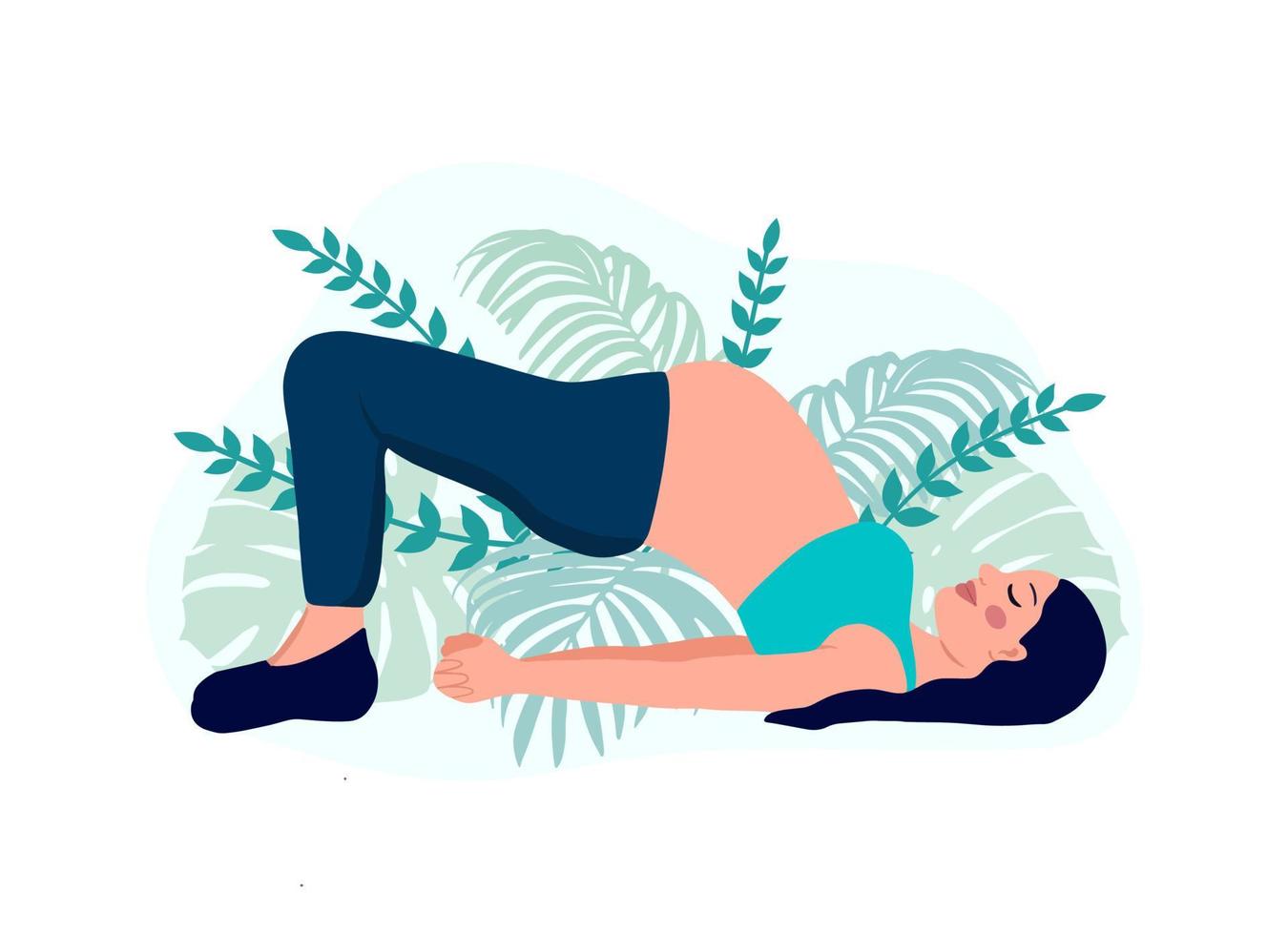 yoga incinta donne concetto. relax, meditazione per il in attesa madre. vettore illustrazione