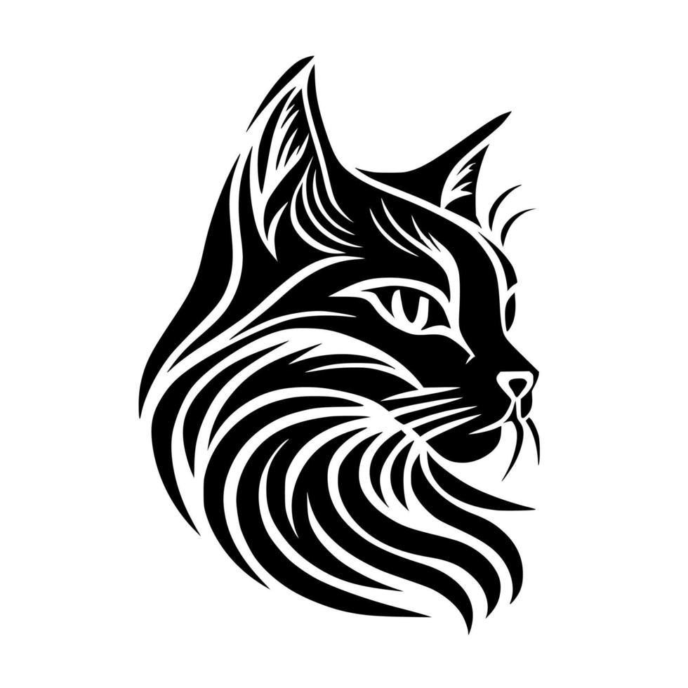 stilizzato, ornamentale gatto ritratto. design per ricamo, tatuaggio, maglietta, mascotte, logo. vettore