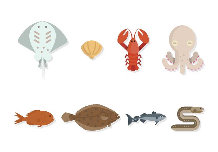Vettori animali marini piatti