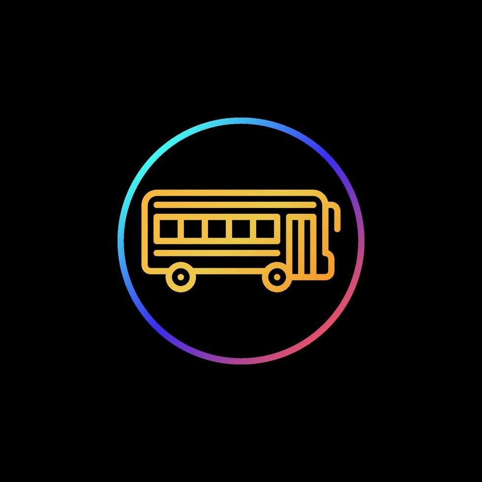 scuola autobus dentro cerchio vettore concetto colorato linea icona