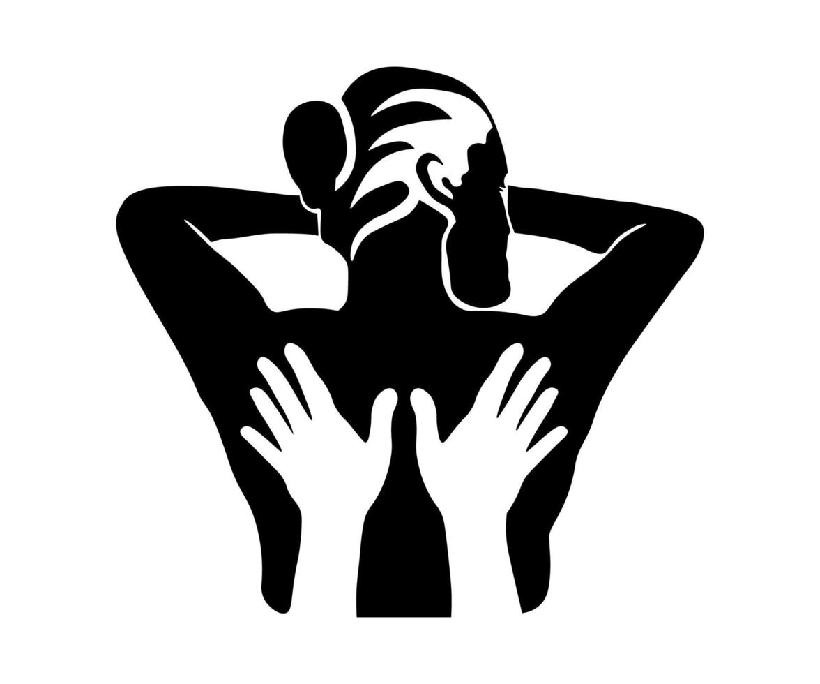 nero e bianca logo di massaggio salone, terme salone, indietro massaggio vettore